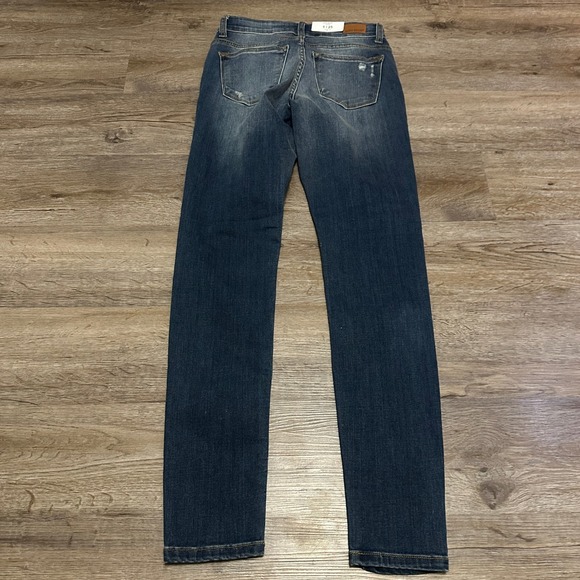 Judy Blue Plaid Patch Distressed Skinny Jeans Mid Rise Dark Wash Size 1/25 - Picture 9 of 10